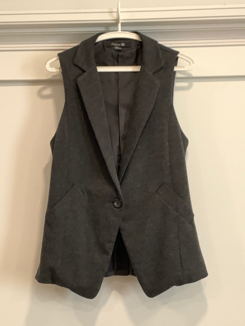 Forever21 Women Blazer Vest with pockets in gray size M